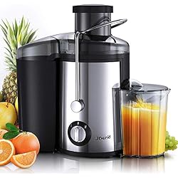 Joerid Extracteur de jus pour fruits et légumes, Centrifugeuse avec brosse de nettoyage et réservoir de jus 65 mm de large et double vitesse en acier inoxydable avec design anti-goutte sans BPA