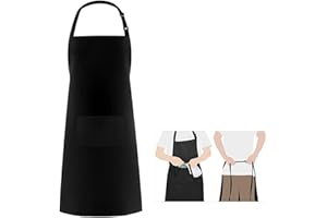 haoyuan Chef Apron Adjustable Bib Apron Unisex Aprons Large Size Cotton Apron with Pocket Anti-Fouling for Kitchen Cooks Restaurant Baking Gardening BBQ for Women Men Adult