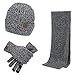 Produktbild ANLW Unisex 3 Piece Winter Beanie Hat Scarf & Glove Matching Set, Hut and Circle Scarf Set Wool Lining, Skin-Friendly, for Winter Outdoor Sports,hempgray