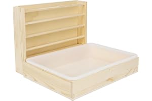 LZLUCKCOME 4 IN 1 Heuraufe Kaninchen Holz, mit Heuraufe meerschweinchen, Herausnehmbarer Kunststoff-Kastentoilette, für Kaninchen Meerschweinchen (4-in-1)