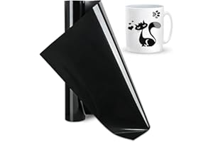 IModeur 5Ft Glossy Black Vinyl Roll - 30.5 x 152.5 cm PET Backing Black Permanent VInyl, Self Adhesive Vinyl for Home Decoration, Birthday Party, Christmas Gifts, All Cutting Machines