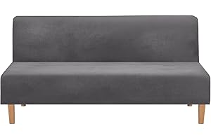 Mingfuxin Pokrowce na sofę bez ramion, elastyczny aksamitny futon pokrowiec na kanapę gruby miękki przytulny sofa łóżko narzuta ochraniacz na meble bez podłokietników składana sofa łóżko (gruby aksamit | szary)