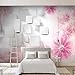 Produktbild Rureng Rosa Blume 3D Square Print Wallpaper Wandbild Für Wohnzimmer Schlafzimmer Tapete Dekorative Papier Pared 3D Benutzerdefinierte Größe-450X300Cm