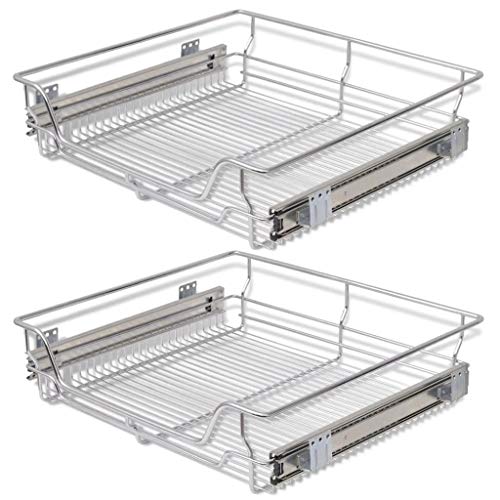 vidaXL 2X Panier Treillis Métallique 600 mm Argenté Panier de Rangement