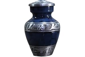 eSplanade Urne Funéraire en Métal | Urnes commémoratives | Urnes | Urnes pour contenir des Cendres | Urnes commémoratives - Urnes en métal pour la crémation (Blue)