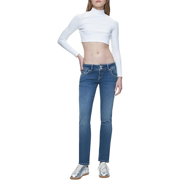 LTB Jeans Dames Molly 200 - Slim Low Rise Basic-5-Pocket Dark Wash Blue van katoenmix - maat W29L30, blauw, 29W / 30L