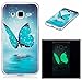 Produktbild Back Cover Neu Tasche ISENPENK Für 5,0-Zoll Samsung Galaxy J3(2016)/J310 Hülle Silikon Tiere Muster Ultra Slim Schutzhülle Wasserdicht Stoßfest Soft TPU Handyhülle Case[Blau Butterfly Schmetterling] Glanz nachts