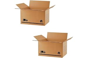 Acan Tradineur - Pack de 2 cajas de embalaje de cartón, mudanzas, cartón reforzado y resistente, plegablse y reutilizables, envío paquetes, almacenaje - 80 x 40 x 40 cm