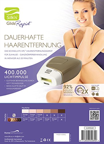 Silk’n Glide Rapid 400.000 Lichtimpulse – HPL Technologie – Klinisch erprobte Dauerhafte Haarentfernung für Gesicht und Körper mit intelligentem Hautfarben-Sensor - 2