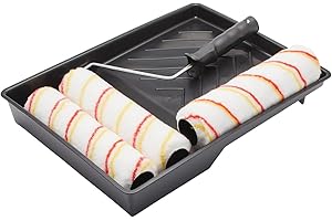 Fit For The Job Juego de rodillos de pintura triples de 5 piezas de 9 pulgadas para pintura de bricolaje con pinturas de emulsión en paredes y techos