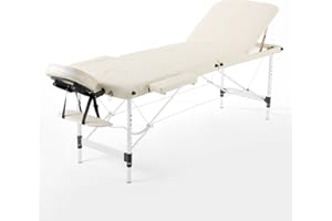 Panana Portable Massage Table Folding Lightweight Beauty Salon Spa Bed Therapy Couch (Beige, 60cm Width 3 Section Aluminum)