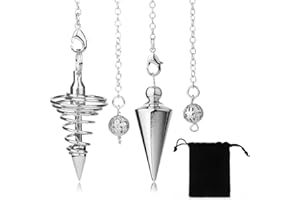 NJCXOLA 2 pezzi pendolo, pendolo in metallo, set di bacchette da rabdomante mistiche per la divinazione, accessori per tarocchi, regalo di bilanciamento dell'aura per gli amanti dei tarocchi