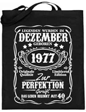 Hochwertiger Jutebeutel (mit langen Henkeln) - Legenden wurden Dezember 1977 geboren 40. Geburtstag Geschenk