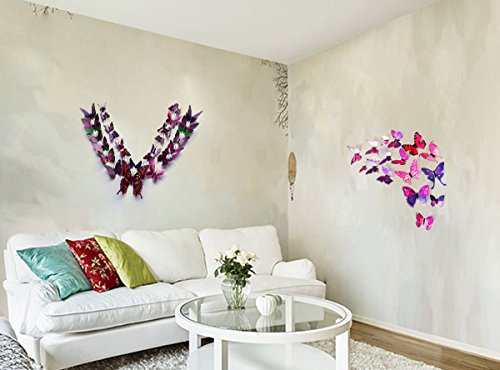 Tinksky 24 Packs Wand Aufkleber 3D Schmetterling Wandtattoo Kühlschrank Magnete Kühlschrank Whiteboard Magnete - 3