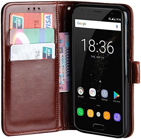 Raiphy Leather case for Oukitel K5000 ,Phone protective Leather Case with a card slot and Stand Function (Brown)