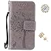 Produktbild Galaxy A5 2015 Handyhülle,Galaxy A5 2015 Hülle,Penlicraft Vintage/Retro Bookstyle Lederhülle Handyhülle PU Leder Flip Tasche Case Niedlich Katzen und Bäume Muster mit Stand-Funktion Kredit Kartenfächer und Magnetverschluss Brieftasche Tasche 360 Grad Schutz Wallet Case + 2x Funkeln Dekoration + [1x Displayschutzfolie] für Samsung Galaxy A5 2015(Grau)