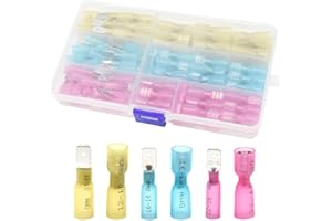 Yosawo 120 Pieces Heat Shrink Wire Connectors, Fully-Insulated Female/Male Spade Terminals Electrical Crimp Connectors Kit for Marine and Automotive Use