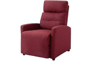 ‎MINGONE Mingone Fernsehsessel Lesesessel Sessel mit Schlaffunktion Einzelsofa mit Rückenlehne Leinensessel im Wohnzimmer((Weinrot)