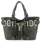 Gewicht: ca. 1,3 kg Bovari XL Padlock Shopper Bag Damen Handtasche - echt Leder- super Soft Limited Edition - schwarz/Black