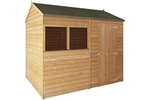 WALTONS EST. 1878 WALTONS 8 x 6 Overlap Storage Shed | Reverse Apex Roof | 7mm Overlap Cladding | Wooden Garden Storage Shed | 10 Year Anti Rot Guarantee | 8 x 6 8ft 6ft