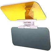 TYAGY Plastic Car Sun Visor Shield, 2-in-1 Anti-Glare Day and Night, UV Protection, HD Sunshade for Windshield, Black