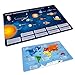 Produktbild nikima - 1 Kunststoff Tischset mit Lerneffekt für Kinder - Sonnensystem + Weltkarte - Platzdeckchen Platzset abwaschbar - Geschenk Zum Schuleintritt Schulanfang Einschulung