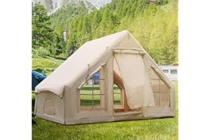 Vakiorn Tenda da campeggio gonfiabile, 2 – 4 p, per esterni, con pompa ad aria e custodia, impermeabile, con 4 finestre e 2 porte, per salvataggio selvaggio, all'aperto