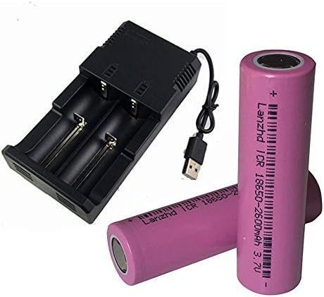18650 Rechareable batteries 2600mAh Li-Ion 3.7V 18650 Battery and Charger Kit for LED Torches/Headlamps (Dual 2 battery)