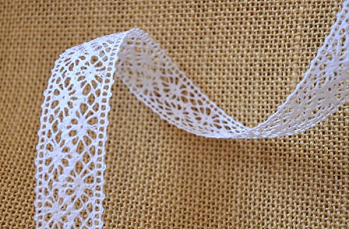 Spitzenband WEISS 25mm Spitze Meterware weiße Baumwollspitze Häkelband Spitzenborte Hochzeit Dekoband Schleifenband Landhaus Vintage Deko - 2
