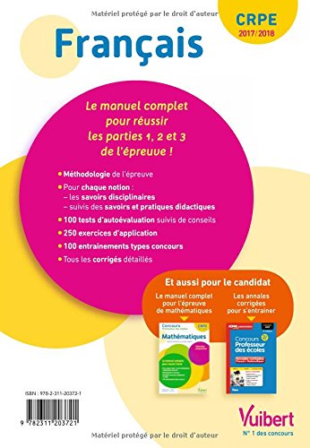 Concours Professeur des écoles - Français - Le manuel complet pour réussir l'écrit - Toute la discipline en un seul volume - CRPE 2017-2018