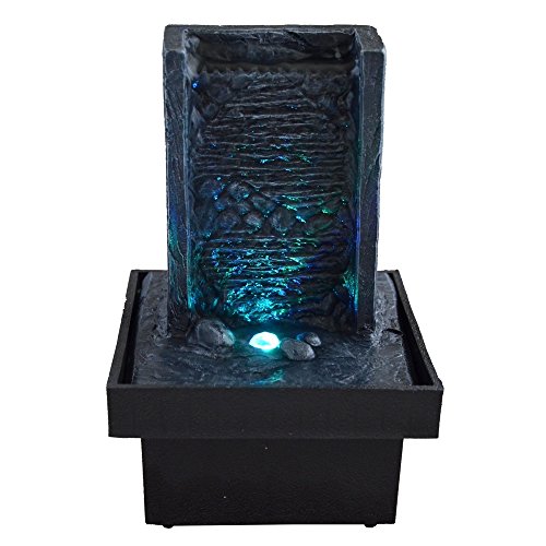 Innenbrunnen Zimmerbrunnen Zen Wand LED Farbwechselnde Beleuchtung - 4