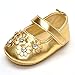 Estamico Baby Girl's Leather Flowers with Diamond Shoes Gold Us 4