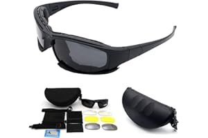 Riloer Gafas tácticas polarizadas, gafas eclipse solar, gafas militares gafas, de sol del ejército con 4 lentes originales de tiro para hombres y mujeres en carreras ciclismo esquí pesca