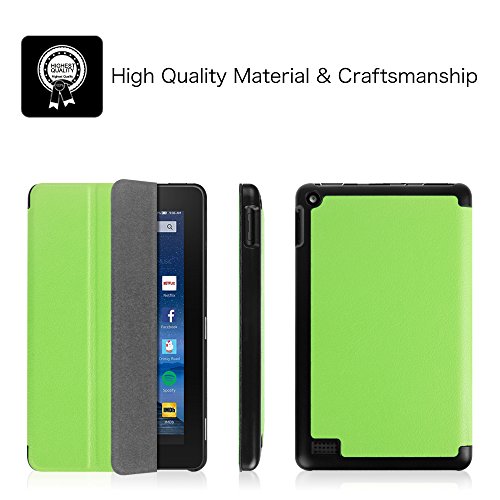 Fintie Fire 7 2015 Hülle – Ultra Slim Lightweight Schutzhülle Tasche Smart Shell Case mit Standfunktion für Amazon Fire 7 Zoll (5. Generation – 2015 Modell) Tablet, Grün - 8