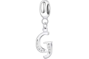 Symretie Femmes 925 Charms en argent sterling Pendentif lettres A-Z Pendentif initial en argent Compatible avec les bracelets et le collier européens