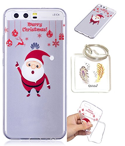 Preisvergleich Produktbild Huawei P10 TPU schutz silikonhülle, Weihnachtsgeschenke niedlichen cartoon bild transparent handy fall P10 + schlüsselanhänger (* / 63) (1)