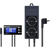 KETOTEK Temperaturregler Steckdose 230V mit Fühler, Digitaler Thermostat Steckdose 220V Relais Heizung Kühlung für…