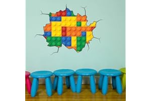 60 Second Makeover Limited Full Colour Building Block Bricks Wall Sticker Kids Bedroom Decal Boys