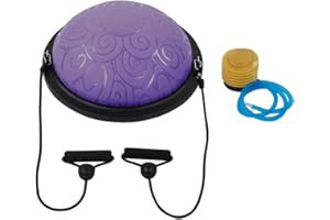 ‎EJOYOUS Ejoyous Balance Ball Trainer, 46cm Anti-Rutsch Balance Board Halbkugel Gymnastikball Yoga Halbball mit Widerstandsbändern für Yoga Fitness Krafttraining Core Training Gleichgewichtstrainin