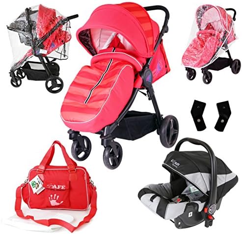 iSafe Sail Stroller - Red Travel System Includes Carseat, Bag, Bumper Bar Rain cover Bootcover