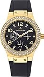 Timothy Stone FAÇON SILICONE damenuhr - Armbanduhr Analog Quarz, Farbe Gold Schwarz Damenuhren