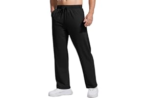 PINSPARK Pantalon de jogging en coton pour homme - Pantalon de sport léger - Taille élastique avec cordon de serrage - Pantalon de survêtement avec poches - Pantalon de yoga - Pantalon de maison