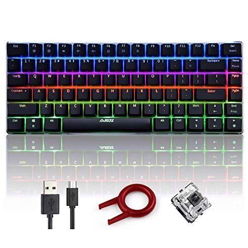 FELiCON AK33 Clavier mécanique de jeu, commutateurs noirs RGB rétroéclairé Clavier de jeu 82 touches Anti-Ghosting Metal Multimedia Clavier filaire USB pour PC et ordinateur portable(commutateur noir)