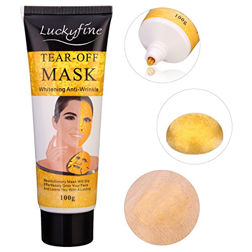 Collagen Maske, LuckyFine Goldenes Gesichtsmaske Hyaluronsäure Maske Whitening Wrinkle Lifting Feuchtigkeitsspendende Behandlung Pastenartig Peel Off Masken 100g - 5