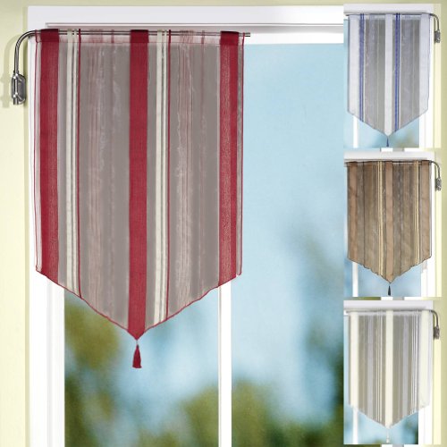 Gardinen, Scheibengardine, Kurzgardine Effektorganza mit Webstreifen, Farbe Champagner, Höhe 90cm x Breite 60cm Typ127 - 2