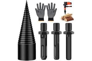 Norhogo Conical Screw Firewood Splitter Wood Splitter Drill Bit with 3 Drill Handles (Square/Round/Hexagon) Wood Cutting Step Drill Electric Wood Splitter (32)