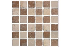 THE TILE STICKER COMPANY Pack of 20 Traditional modern art tile transfers stickers peel and stick backsplash room decor self adhesive oil proof- Vintage Victorian Moroccan Black Cream mosaic (brown stone)