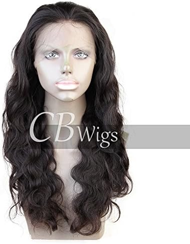 Cbwigs Glueless Brazilian Remy Body Wave 360 Lace Frontal Wig Fit High Ponytail 150% Density Upgrade to 160% Density 100% Unprocessed Human Hair 360 Lace Wigs for Women (14 inch, 1B)