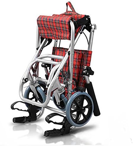 G&amp;M Lightweight Aluminum AlloWheelchair Folding Lightweight Handcart Children 's Elderly Traveling Portable Aircraft Wheelchair , red