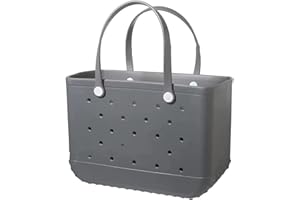 Joberio Large Beach Tote - Waterproof Washable Rubber Tote Bag with Holes | Women's Portable Travel for Beach Sports Swimming Pool